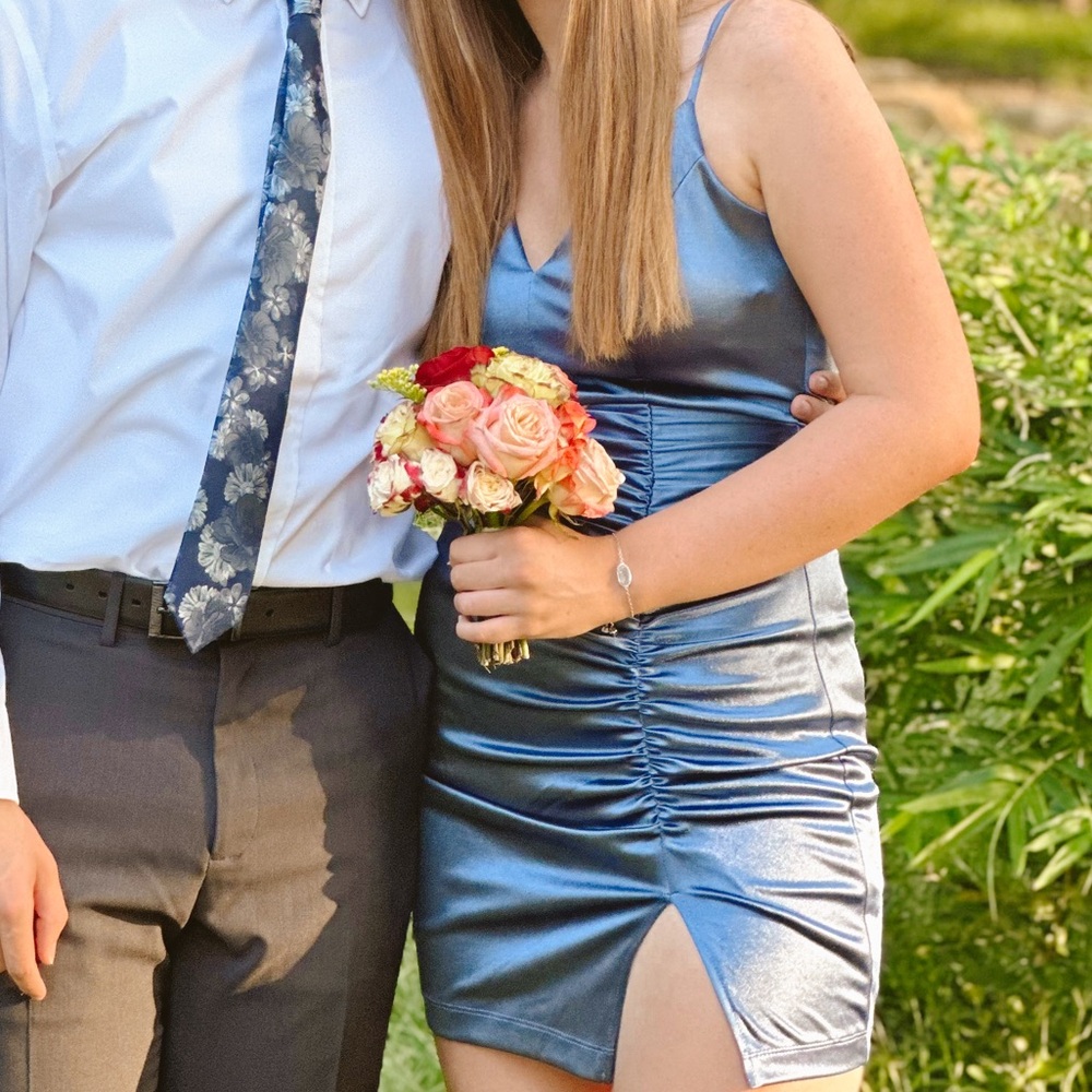 Light Blue Satin Mini Dress